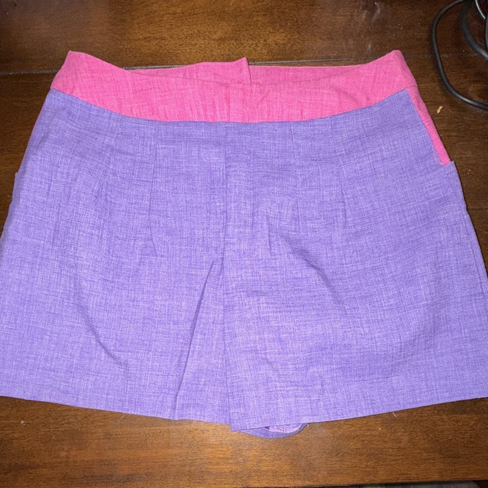 Vintage Handmade Women's Purple/Pink Colorblock Button Front Skort Pockets Prep - Picture 3 of 4